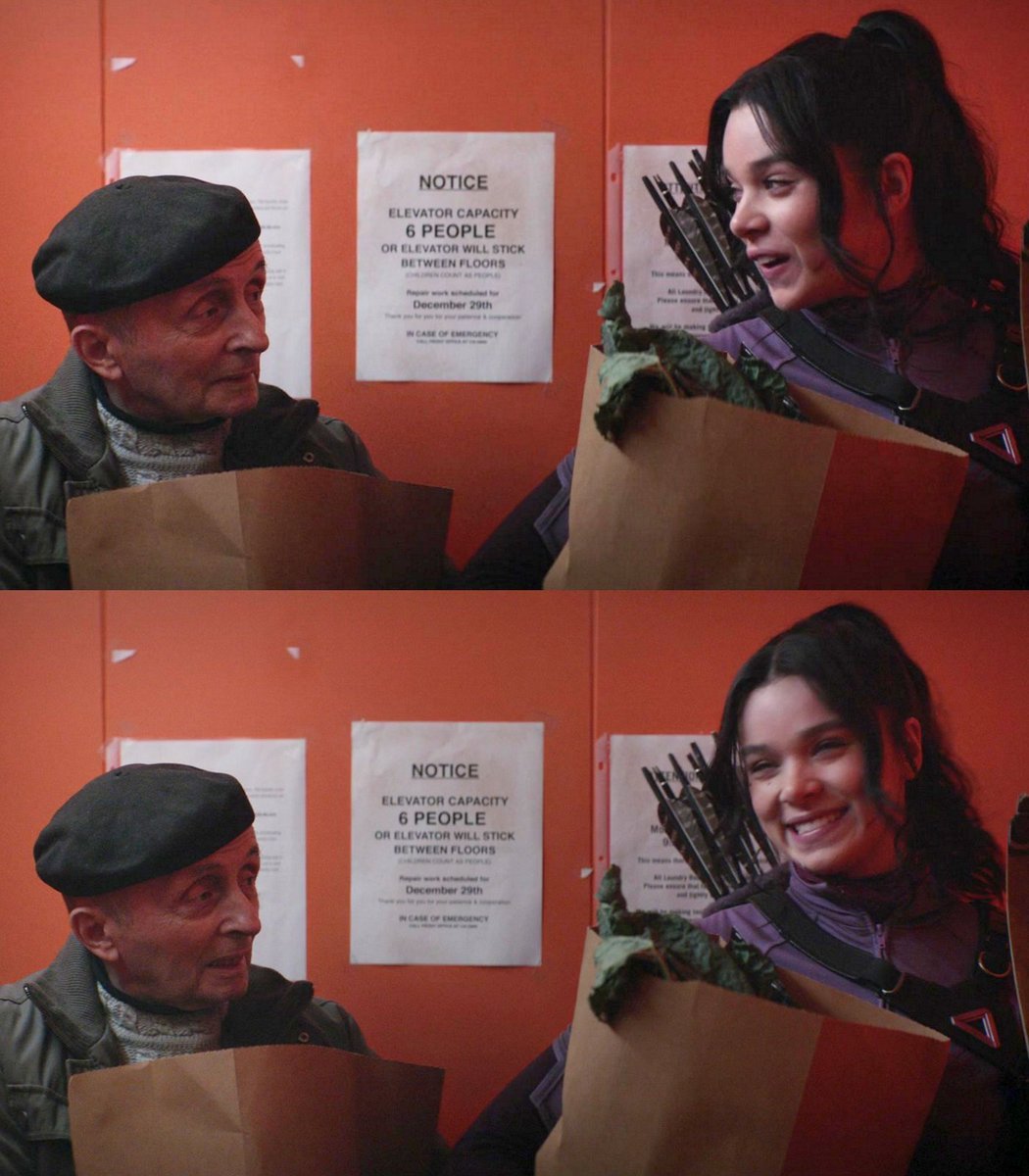 xendayajones's tweet photo. one of my favorite things in hawkeye is seeing kate's interactions with other people because she's so smiley and bubbly it's impossible not to love her 🥹 https://t.co/24VZAD9KPZ