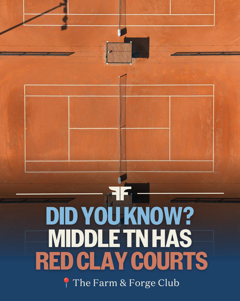 FarmForgeClub's tweet photo. Experience a different side of your game on six Italian red clay courts in the heart of College Grove.

Bring a friend or gather your doubles crew and experience red clay at Farm &amp; Forge!

Call (615) 967-0337 to reserve a court today. https://t.co/XEnyVeCAOQ