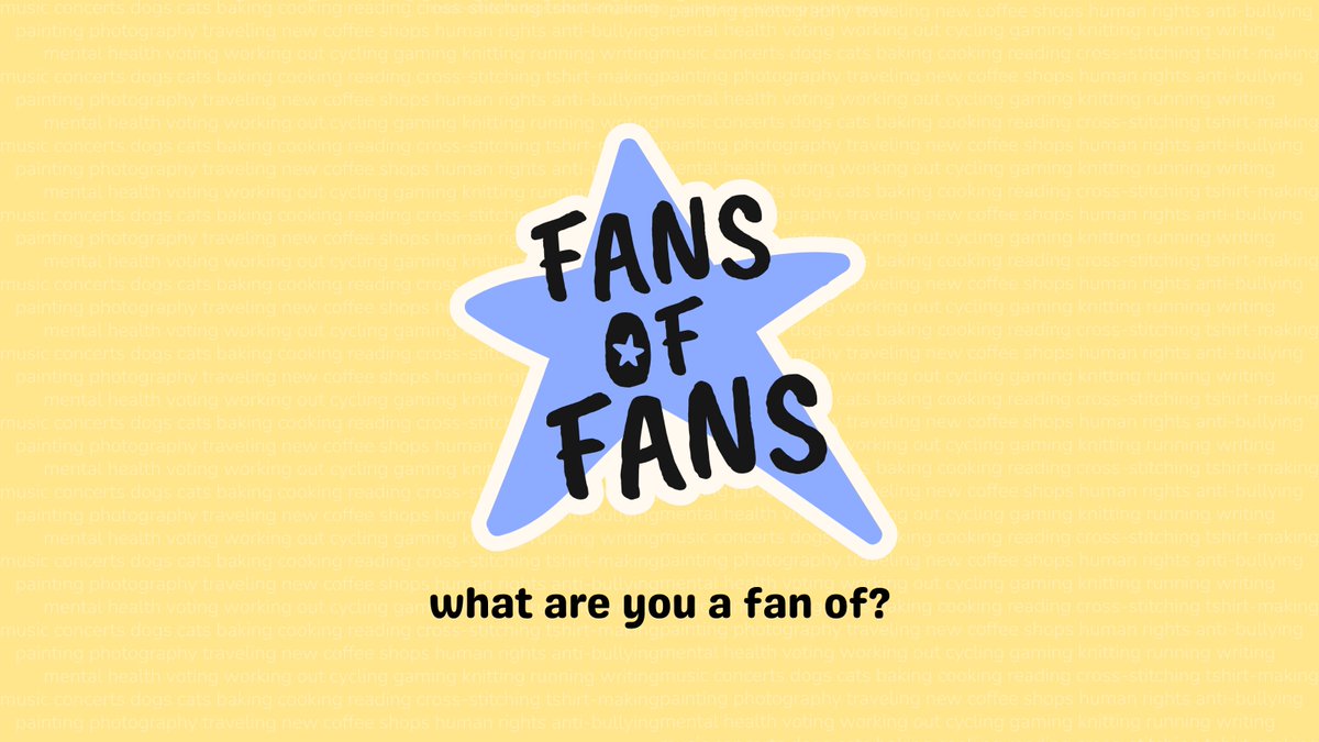 FansofFansCo's tweet photo. we are all fans of so so many things.
tell us -- what are you a fan of? 🤍
#FansOfFans https://t.co/Eb0F6pLdbC