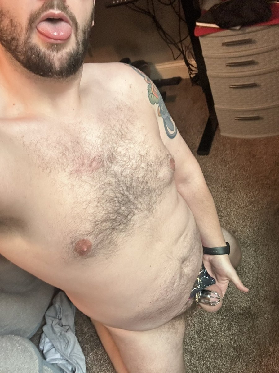 Pup_Locke's tweet photo. Locktober Day 1 🥰🔒 (plus Thong Thursday). Let’s see how feral I get from being denied for the entire month 🥴 #lockedfag #chastity #locktober https://t.co/nSDEfTMW9R