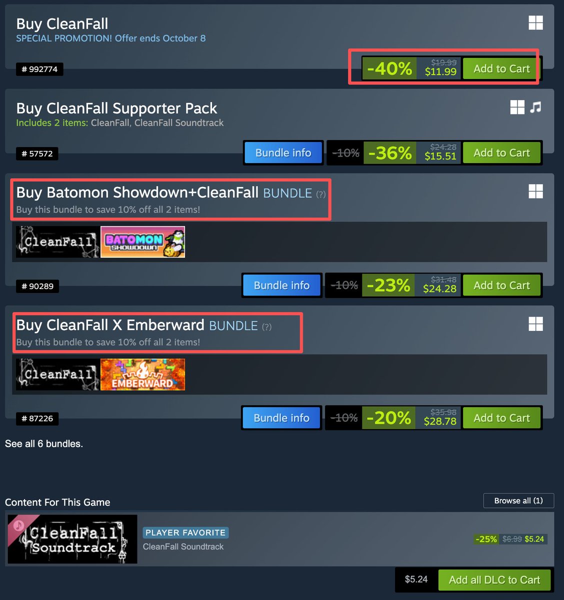 cleanfallgame's tweet photo. 🍂 The Steam Autumn Sale is here! 

And we’ve got 2 new bundles featuring games we love: Batomon Showdown from @berrymintdev and Emberward from @ReficGames! 

Check them out and grab them during the sale! 👇 https://t.co/XFzD5sj7cp