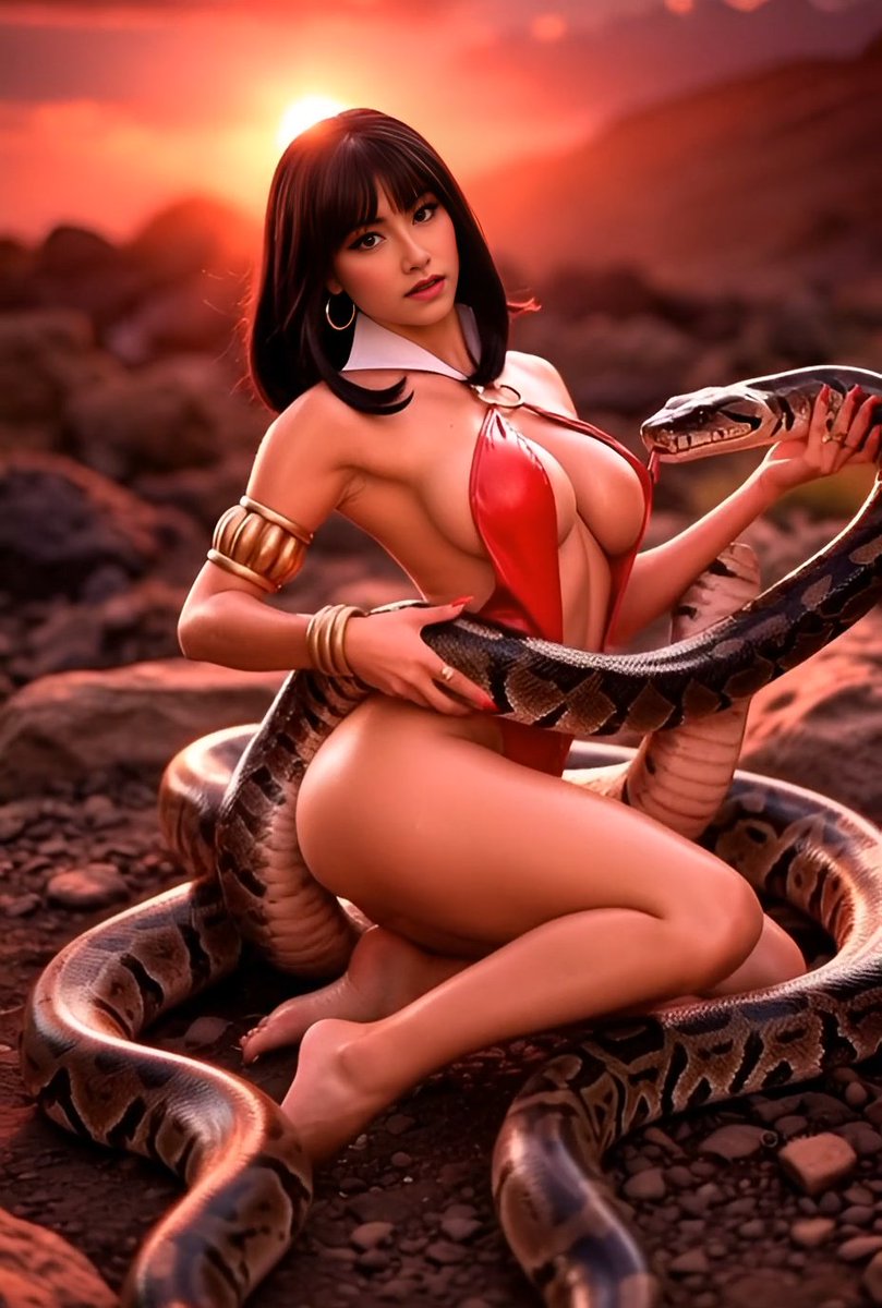 emirifonda's tweet photo. Sunset, snakes, and a little Vampirella temptation… 🐍🔥 Wrapped in danger never looked this good. Would you come closer—or keep a very safe distance? 😏

#Vampirella #Cosplay #SunsetVibes https://t.co/3bmOChY79W