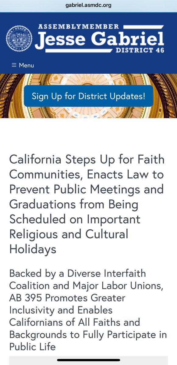 HinduAmerican's tweet photo. 🚨BREAKING: California signed AB 395 into law.

Gov. @GavinNewsom signed legislation helping prevent public meetings &amp; graduations from conflicting with religious &amp; cultural holidays.

HAF was proud to support the coalition behind this effort.

https://t.co/waJTpiorgr https://t.co/YfktUb4lYS