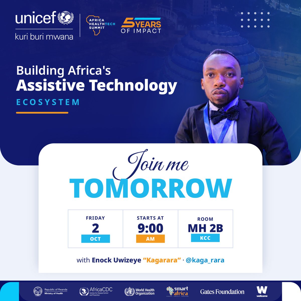 unicefrw's tweet photo. Kagarara joins us tomorrow at #AHTS26 🎤💙
Content creator Enock Uwizeye "Kagarara" takes the stage as we talk assistive technology for every child.
⏰ Fri 2 Oct | 09:00 | MH 2B
@AfricaHTSummit @RBCRwanda @UNICEFAfrica https://t.co/C1ZlezD3ub