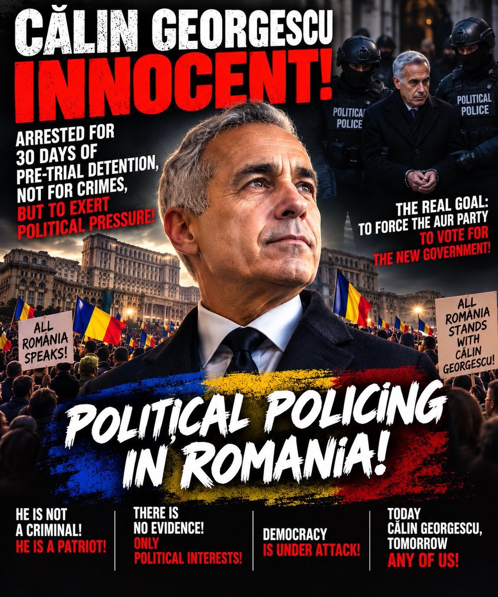 CeraselaCristea's tweet photo. @davidjsorensen #FreeGeorgescu @POTUS @VP @SecKennedy @CG_Romania @elonmusk 
We,the romanians, stand by a true patriot,Calin Georgescu.All he had to do was say PEACE for the EU to cancel  our elections illegaly,in order to keep the war on.
They cancelled our vote but cannot cancel our heart. https://t.co/VEWyH9jOBH