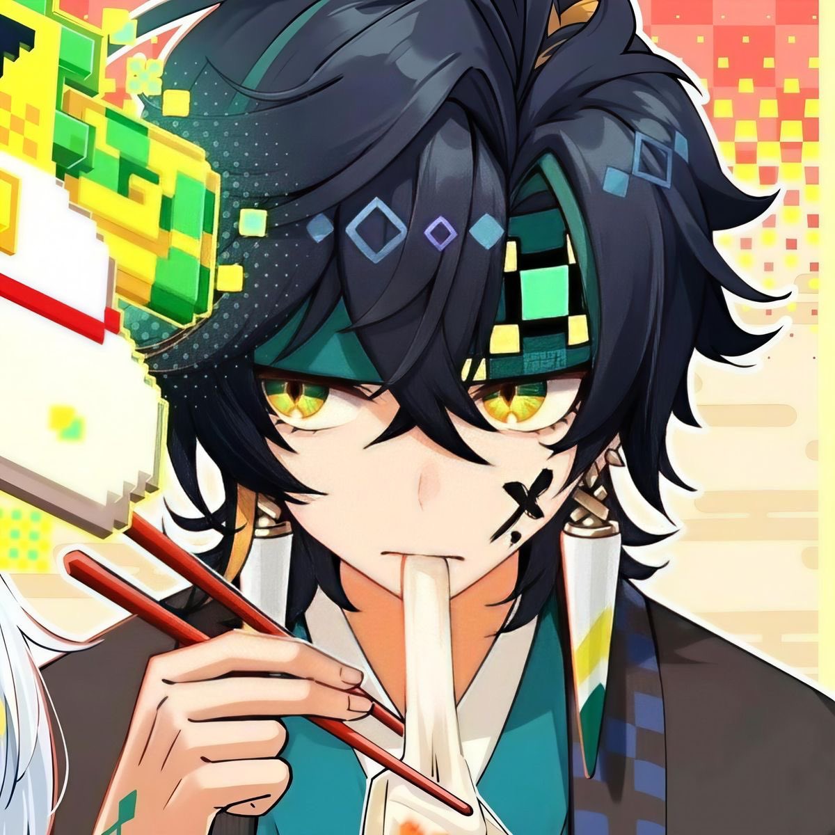 isitquiet's tweet photo. “Mom why do I have dark blue hair and green eyes?” Mommy had a type https://t.co/uSUHBDyko5