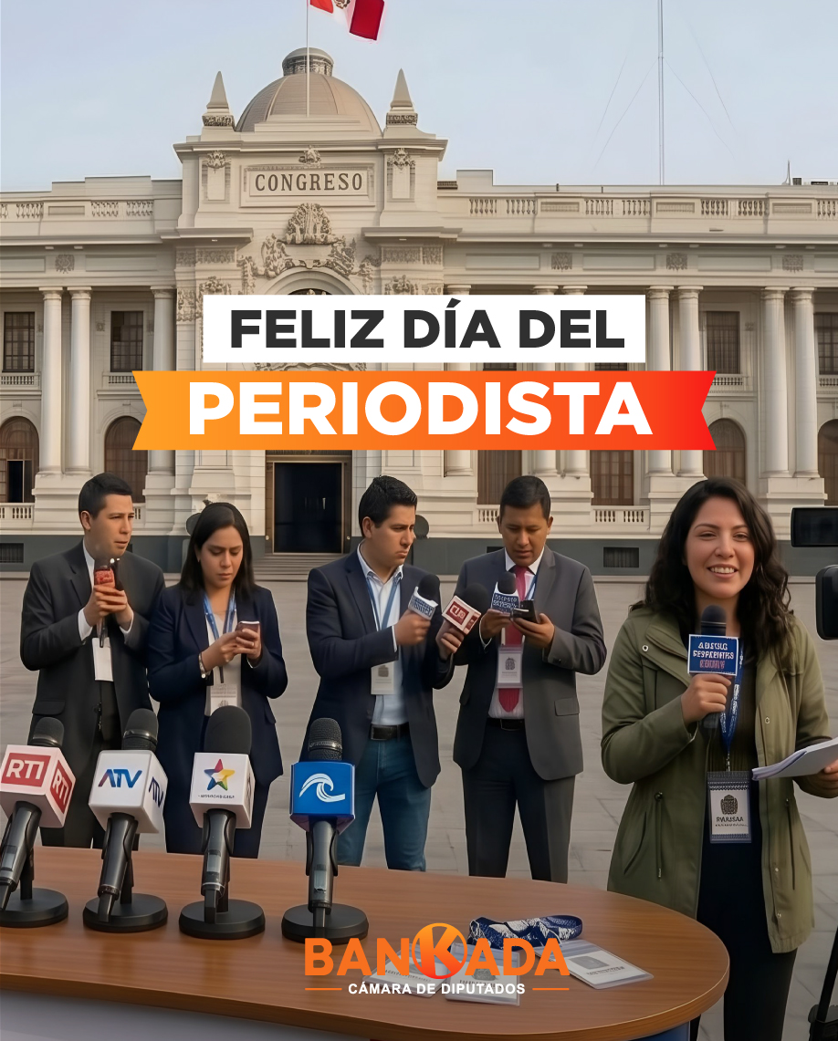 BankadaFP's tweet photo. Desde la bancada de diputados de Fuerza Popular, ¡Feliz Día del Periodista! para todos los profesionales de la prensa del Perú. 🇵🇪 💪🏽🧡 https://t.co/3ZRsCl480U