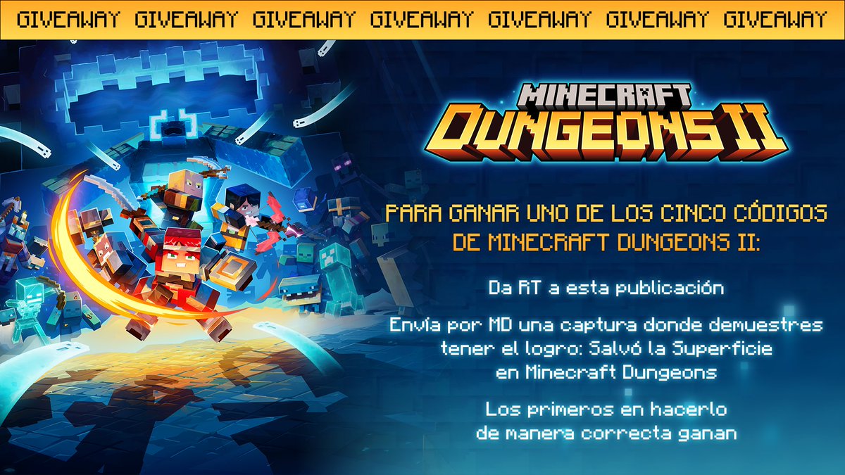 XBOXMexico's tweet photo. Para ganar un código de Minecraft Dungeons II solo tienes que demostrar que el primero fue pan comido. 

Términos y condiciones: https://t.co/NOsKPkEObn https://t.co/fHnvEIrauC