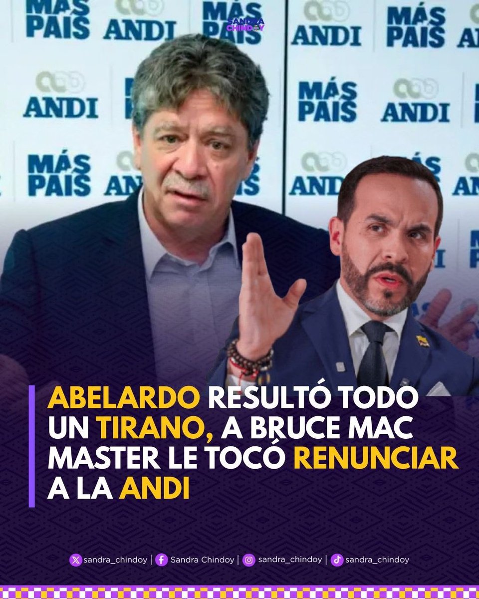 sandra_chindoy's tweet photo. 🔴 Decían que Petro era el dictador pero la  @ANDI_Colombia y @BruceMacMaster hicieron toda la oposición que quisieron. Nadie los calló.

Ahora con @ABDELAESPRIELLA cualquier crítica se paga con despido.

Eso no es democracia. Es miedo. #BruceMacMaster #Colombia #empresarios https://t.co/fI2x9j1nYe