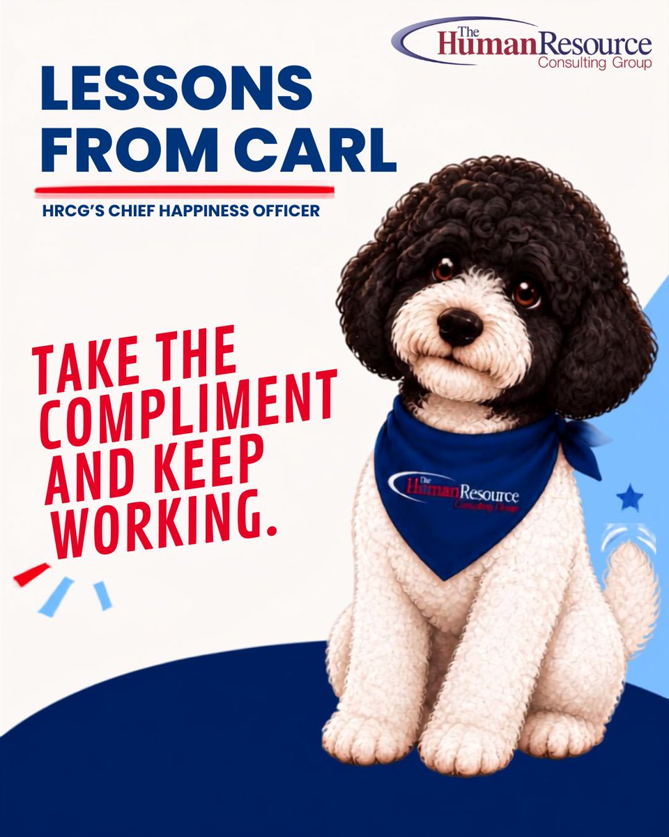 thehrcg's tweet photo. Carl hears “good boy” all day long, gives one modest tail wag, and gets right back to work.

Accept the recognition. Stay curious. Keep learning. Keep moving forward.

What’s the best compliment you’ve received about your work?

#LessonsFromCarl #HRCG #HumanResources https://t.co/dBPSzbZE5J