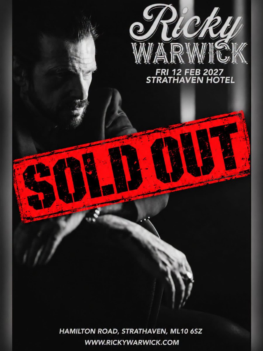 FRETSCONCERTS's tweet photo. If you didn’t manage to get a ticket for the Ricky Warwick concert at the Strathaven Hotel on Friday 12th Feb, there is a waiting list at WeGotTickets. Contact them via the ticket link to add your name to the waiting list, here’s the link: https://t.co/73grDiIGvH https://t.co/RjA7BkY3Qb