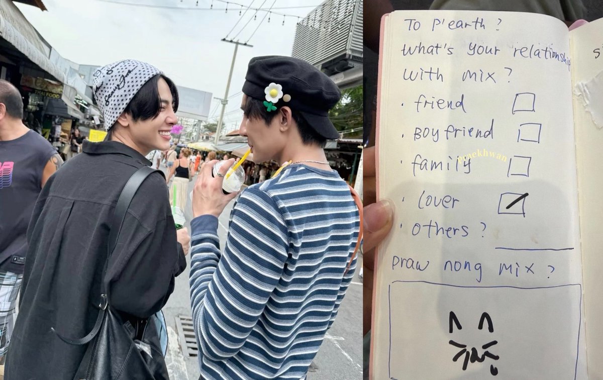 mimosahaphap's tweet photo. 𝗝𝗨𝗦𝗧 𝗜𝗡 | 𝗘𝗮𝗿𝘁𝗵 𝗣𝗶𝗿𝗮𝗽𝗮𝘁 𝗰𝗼𝗻𝗳𝗶𝗿𝗺𝘀 𝗵𝗲 𝗮𝗻𝗱 𝗹𝗼𝗻𝗴𝘁𝗶𝗺𝗲 𝗽𝗮𝗿𝘁𝗻𝗲𝗿 𝗠𝗶𝘅 𝗦𝗮𝗵𝗮𝗽𝗵𝗮𝗽 𝗮𝗿𝗲 𝗹𝗼𝘃𝗲𝗿𝘀.

After years of speculation surrounding their relationship, Pirapat has finally put the matter to rest after identifying Mix as his “lover” during a fan sign event.