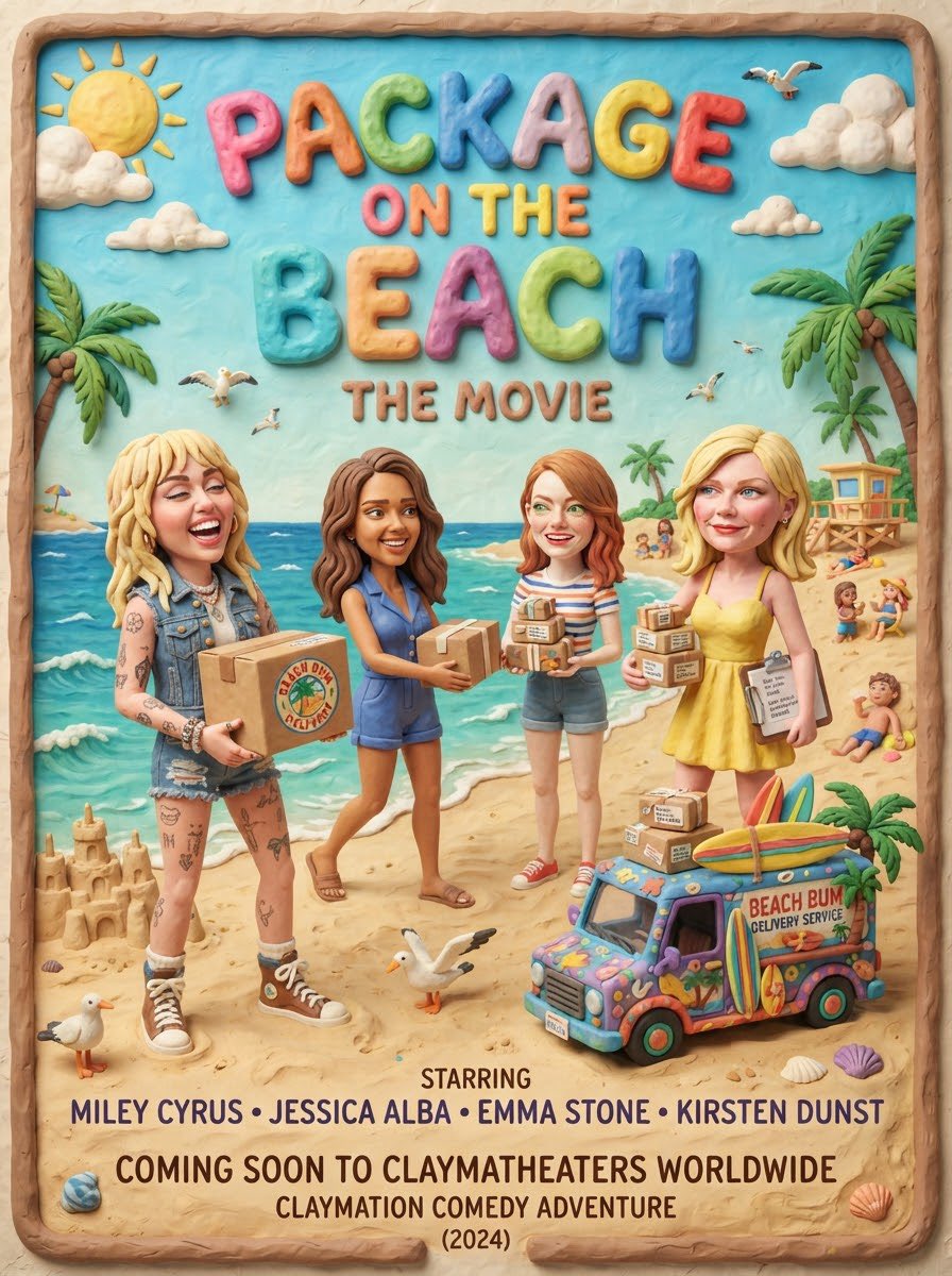 MrMovieArtist's tweet photo. #Ai #AiArt #Concept #Poster #Package #Beach #MileyCyrus #JessicaAlba #EmmaStone #KristenDunst #Ocean #TheBeach #Delivery https://t.co/SHJG60ayb1