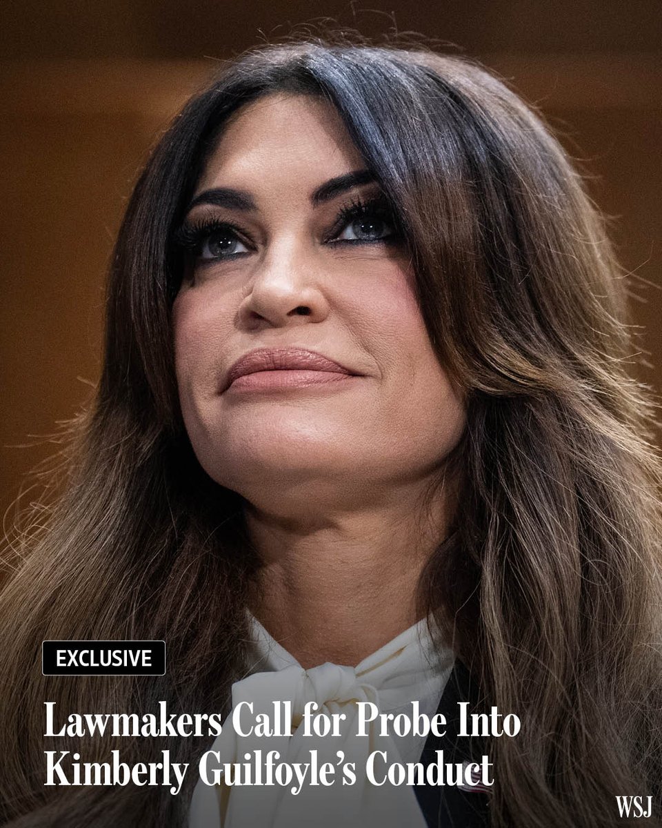 WSJ's tweet photo. The top Democrats on the Senate and House foreign affairs committees urged the State Department to review the conduct of Kimberly Guilfoyle, the U.S. ambassador to Greece, citing a WSJ investigation.

🔗: https://t.co/Zf6dEkky9A https://t.co/U6ESl95ThG
