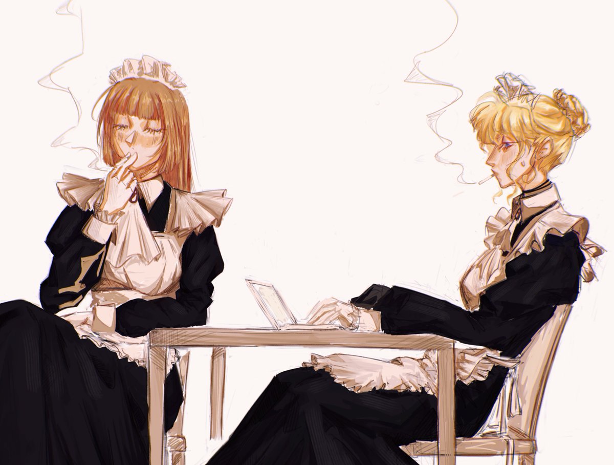 projectning's tweet photo. umitober day 1 - fav character

what if instead of being traumatised, rosa and beatrice were overworked maids smoking in the break room while writing fiction together

#umitober2026 #umineko #うみねこFA https://t.co/KPYSVB3iw4