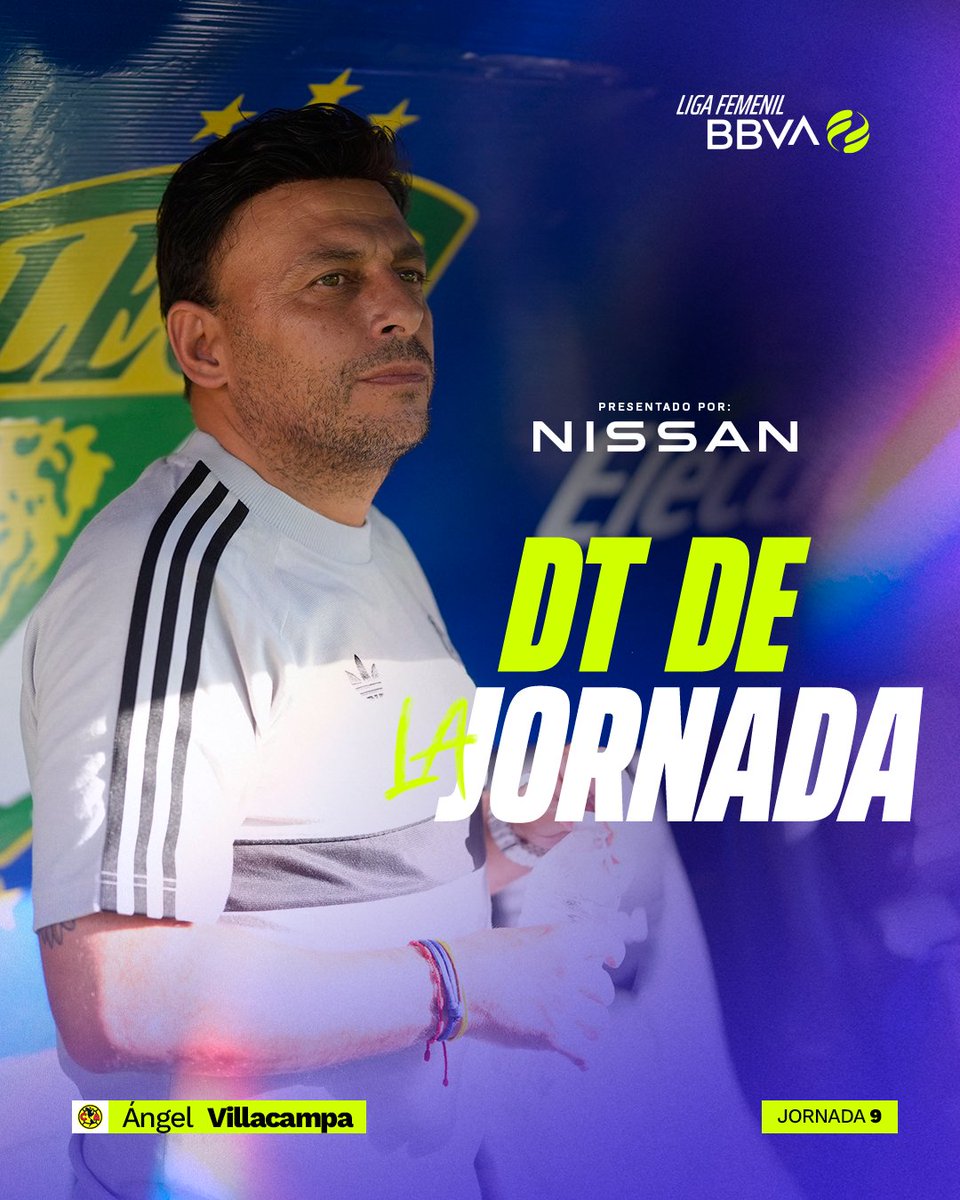 LigaBBVAFemenil's tweet photo. 🏆🔥 ¡EL BANQUILLO TAMBIÉN TIENE PROTAGONISTA!
Ángel Villacampa, DT de América 🦅, fue elegido por sus votos como el #DTDeLaJornada 9. ⚽️🙌🏼
¡Liderazgo y estrategia que se hicieron notar desde el banquillo! 👏🏼✨

Presentado por @nissan_mx  🚘

#NissanEnLaLigaFemenil | #LigaFemenilBBVA