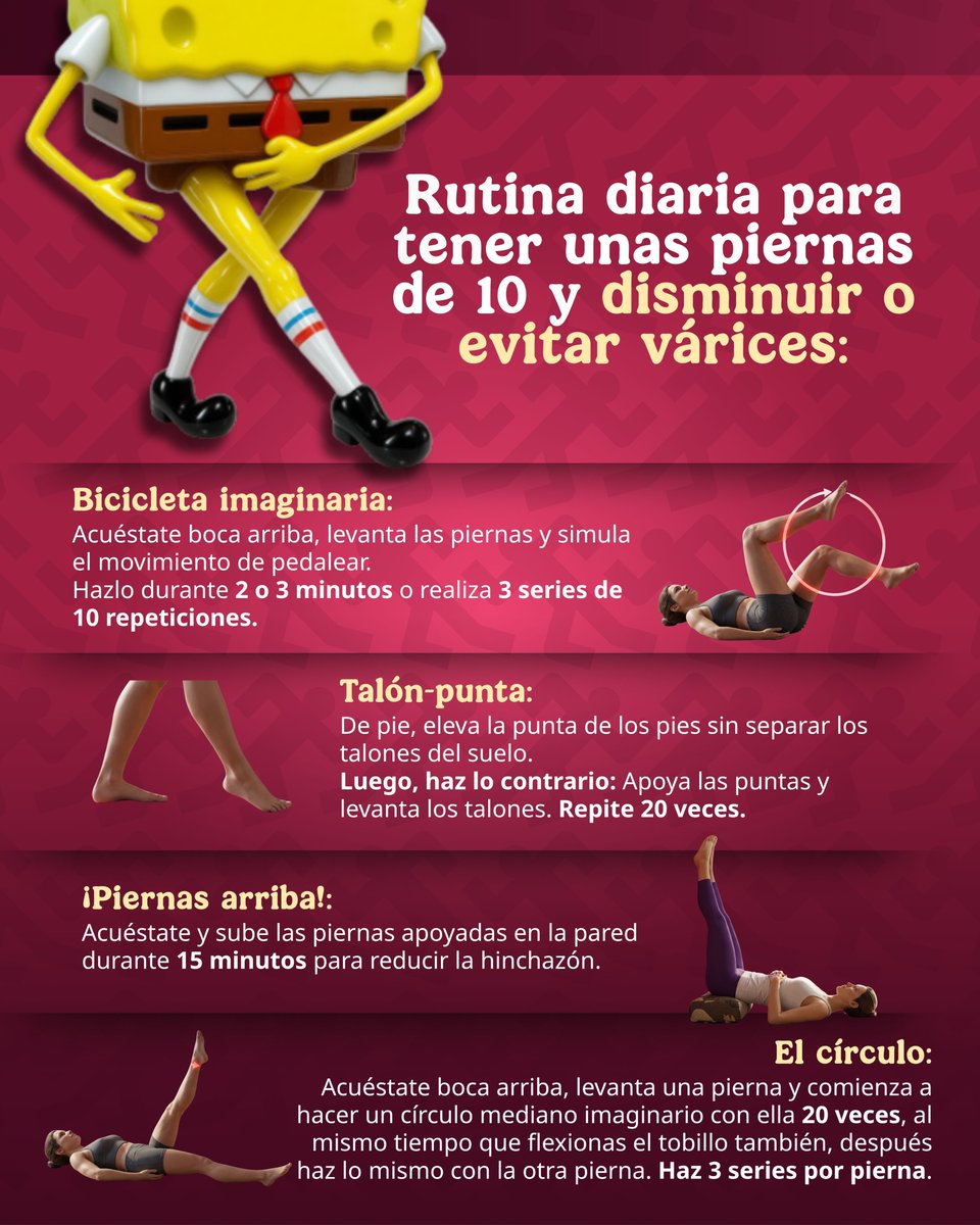 ISSSTE_mx's tweet photo. ¡Ánimo chicxs, muestren su talento! 🤸‍♂️

🦵 No solo basta con caminar, trotar o correr para mantener nuestras piernas en buen estado.

Debemos consentirlas para disminuir o evitar las várices, que no son otra cosa más que venas dilatadas, retorcidas e hinchadas que ocurren cuando las válvulas dentro de las venas se debilitan y la sangre no regresa de forma correcta al corazón. 🩸

🩺 Sigue esta rutina y ¡cuídate!