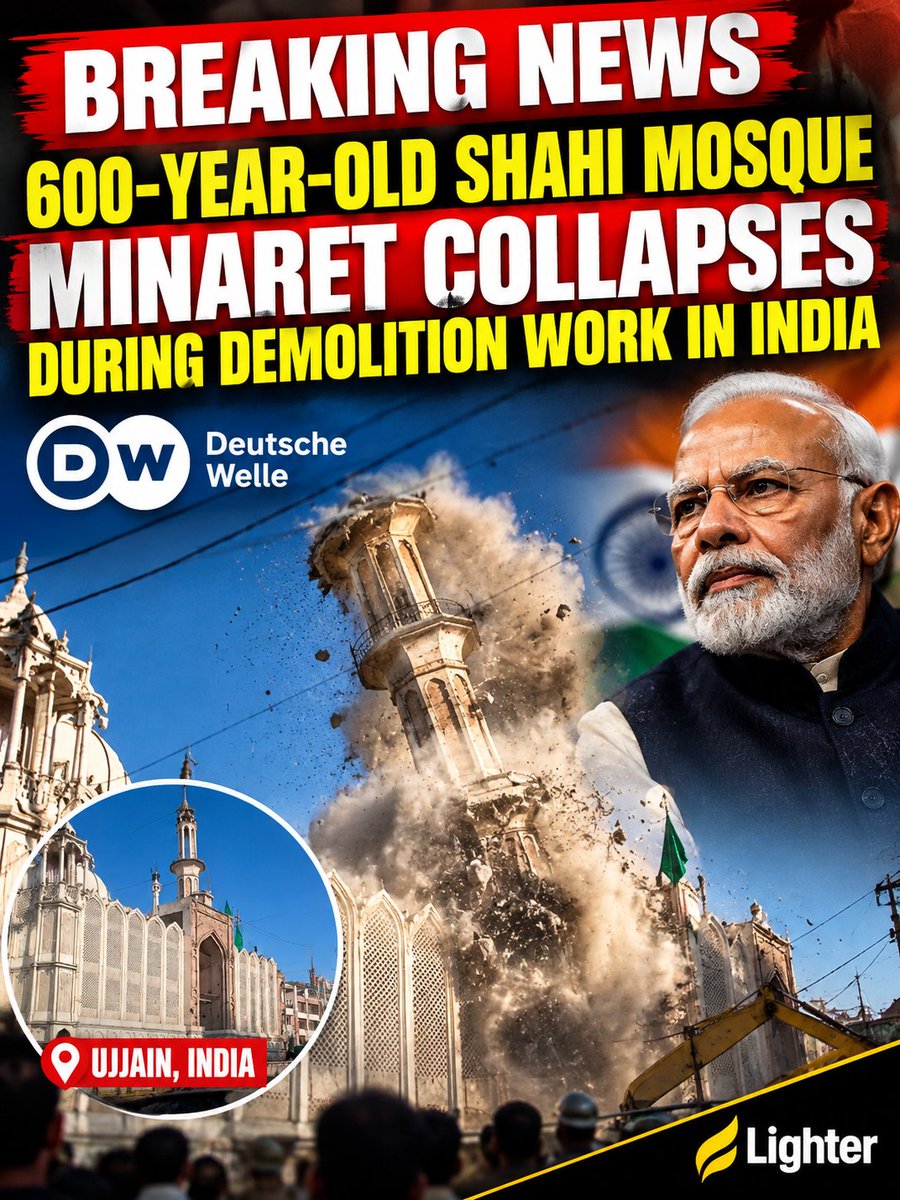 FaceofAnalyst's tweet photo. #BJP and Narendra #Modi demolish the 600 years old mosque for communal discrimination. 
#india #Mosque #delhi #muslims #saudi #UAE #Bahraine #Qatar #kuwait #breaking #news https://t.co/vwARRFYJvA