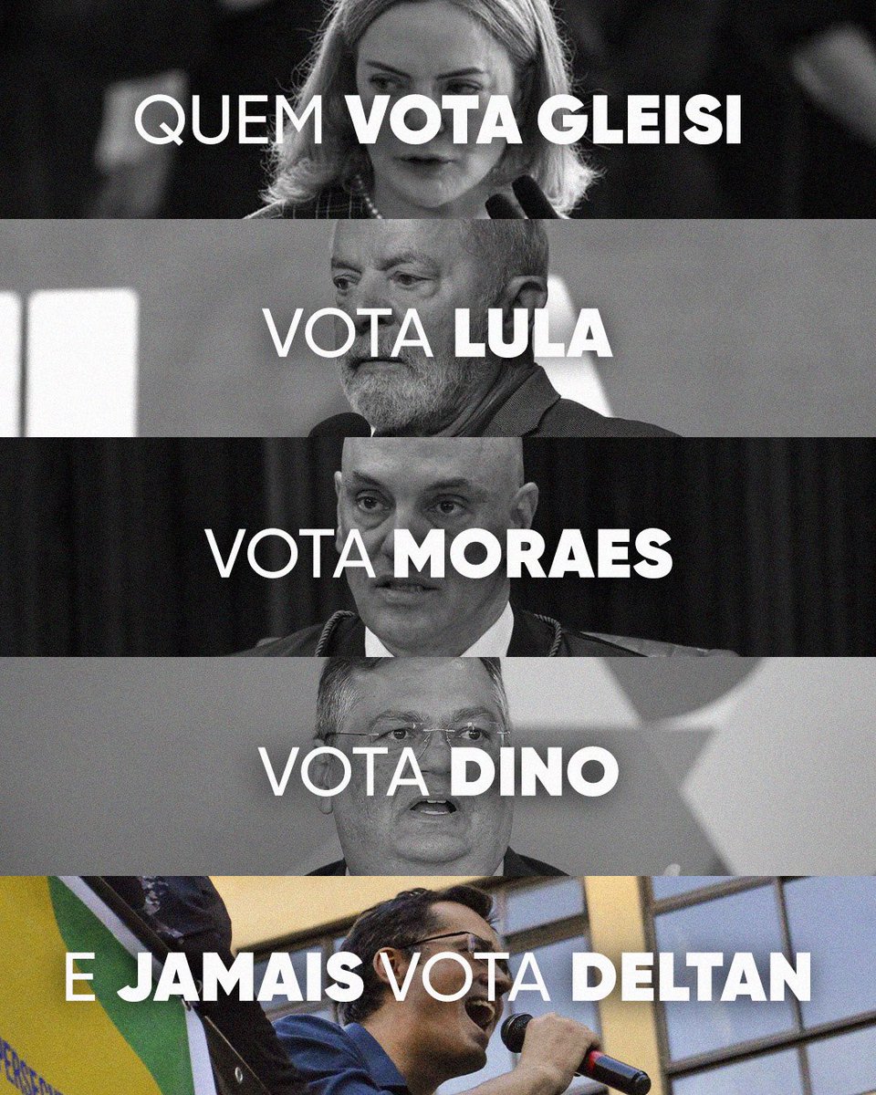 deltanmd's tweet photo. Votar em Gleisi e Lula é votar em Moraes.

Se você concorda, compartilhe! 🔥 https://t.co/CwzDEtWZrC