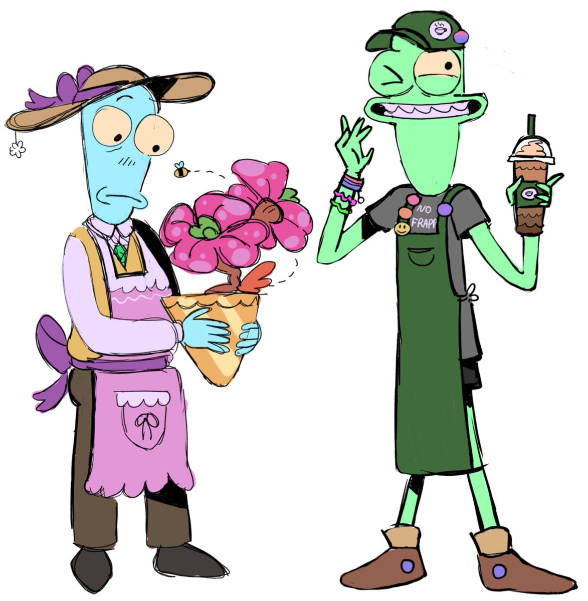 lunarboofshroom's tweet photo. Flower/Barista AU https://t.co/TNfhJmteZa
