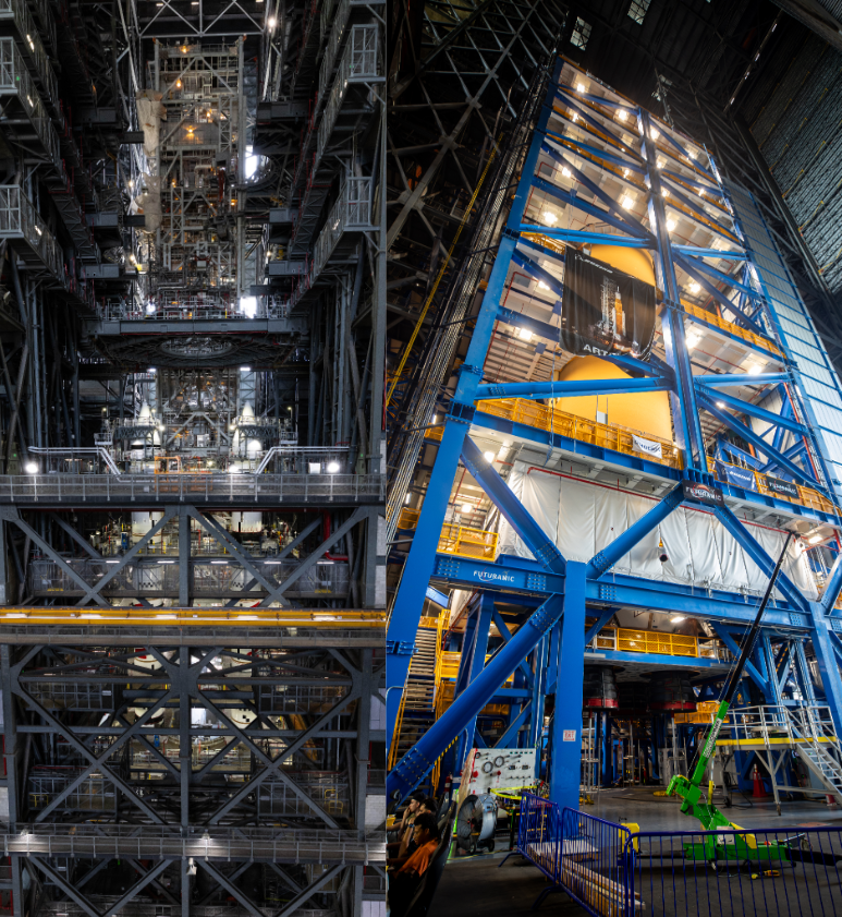 ThePrimalDino's tweet photo. Exactly 6 months ago today, at 6:35 pm EST, 4 Astronauts rode the most powerful rocket NASA has ever built on a historic mission to the Moon. Artemis II, the first of its kind in 54 years.

And now, just 6 months later, another SLS rocket awaits its own flight, for Artemis III. https://t.co/CSp7dKx7RG