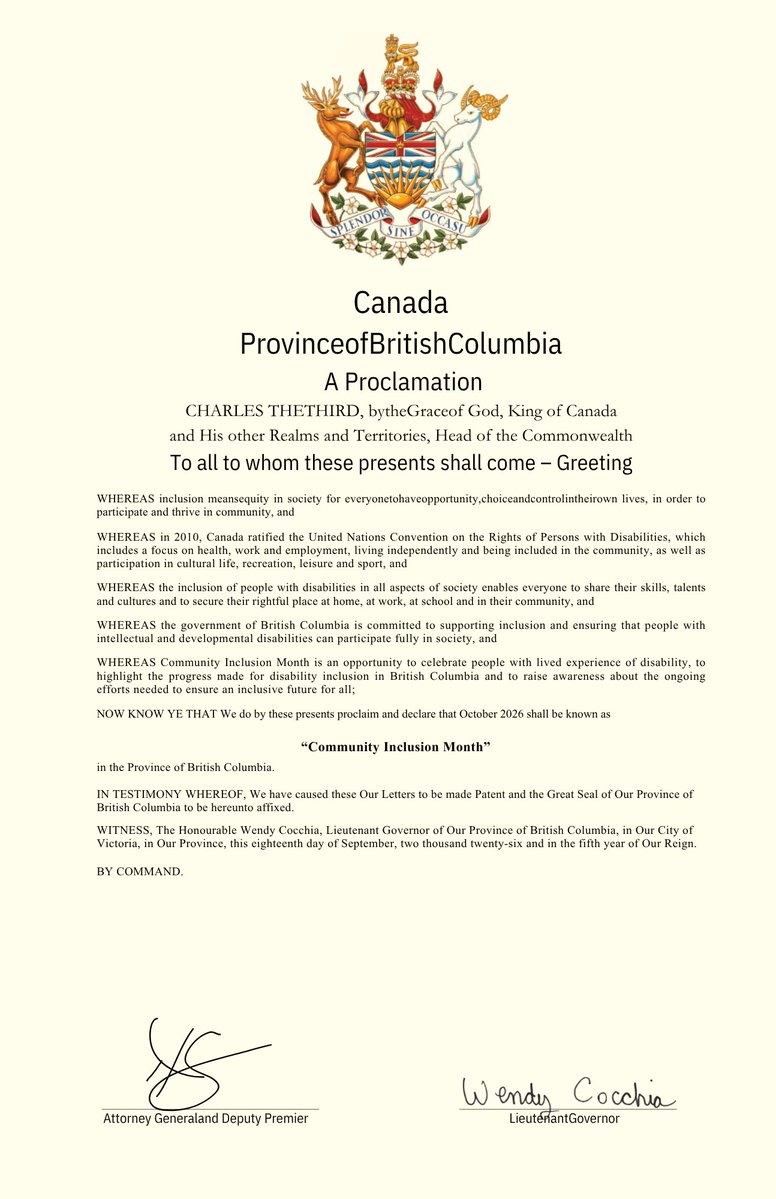DDA604's tweet photo. 💙October is Community Inclusion Month in British Columbia💙

Let's recognize the importance of creating communities where everyone feels welcome, valued, respected, and able to participate.

Inclusion means removing barriers, creating opportunities, listening to different perspectives, and making sure people of all abilities have a place at the table.

A truly inclusive community is one where everyone belongs, not just in October, but all year long.

Everyone belongs. Everyone contributes. Everyone matters.

#CommunityInclusionMonth #InclusionBC #Community #EveryoneBelongs