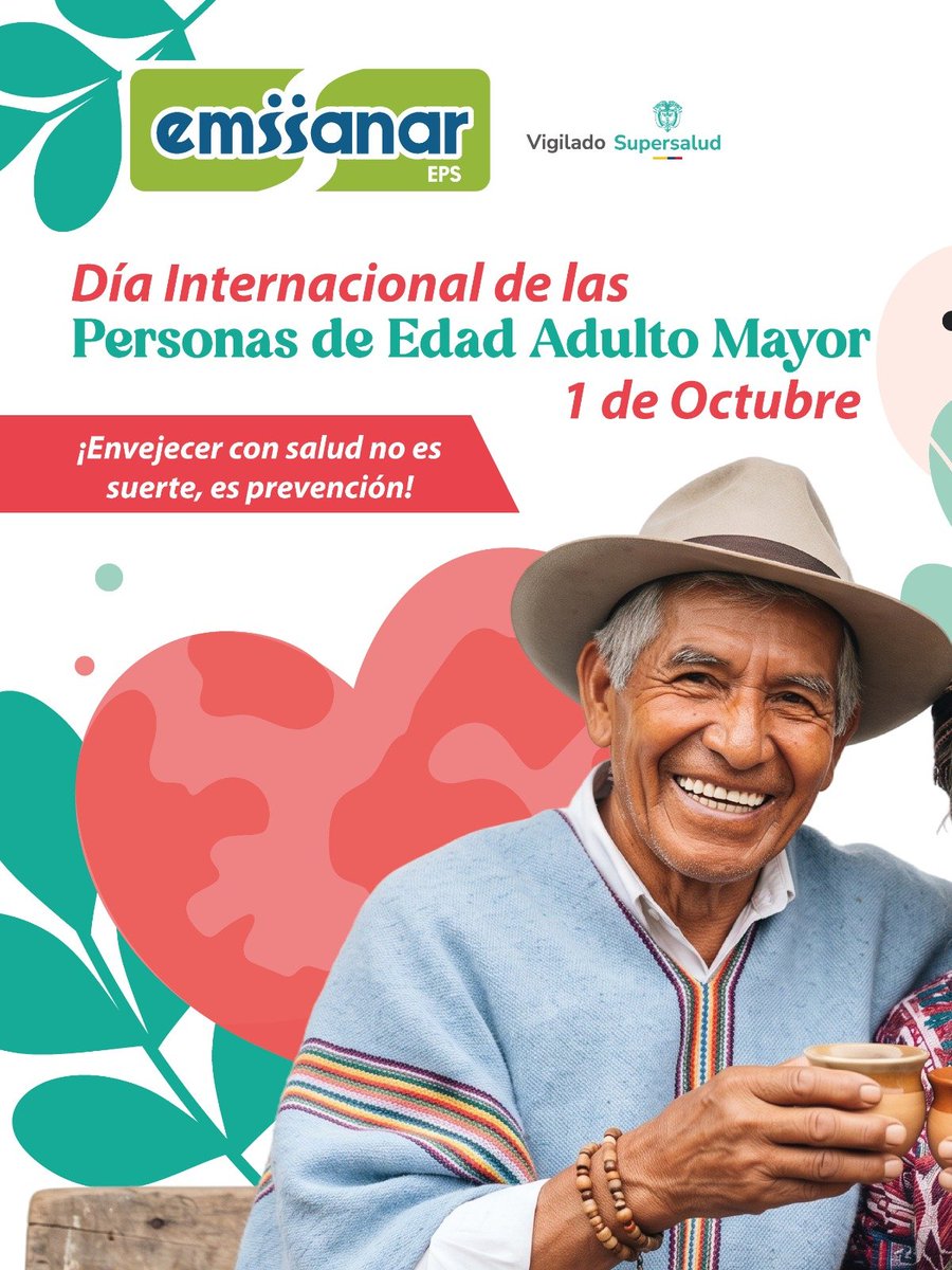 EmssanarEPS's tweet photo. Tener un evejecimiento saludable NO es cuestión de suerte… ¡es cuestión de hábitos! 🔥

En este Día del Adulto Mayor, promovamos la autonomía con estas 3 acciones diarias:

✅ Chequeos médicos y presión bajo control

✅ Ejercicio de fuerza y equilibrio https://t.co/3V4TwyP9fH