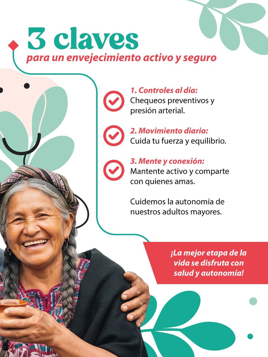 EmssanarEPS's tweet photo. Tener un evejecimiento saludable NO es cuestión de suerte… ¡es cuestión de hábitos! 🔥

En este Día del Adulto Mayor, promovamos la autonomía con estas 3 acciones diarias:

✅ Chequeos médicos y presión bajo control

✅ Ejercicio de fuerza y equilibrio https://t.co/3V4TwyP9fH