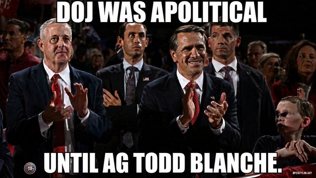 FeistyLibLady's tweet photo. AG Todd Blanche was and always will be Trump's personal attorney.
He refuses to do his job which is protecting the people, not Trump.
Now he filed a judicial misconduct claim against Minnesota judges after they talked publicly about the Trump administration’s overly cruel and even murdering immigration enforcement in Minneapolis.
He wants all Minnesota district judges to be banned from all matters having to do with DHS.
One of the judges said he followed the code of conduct according to a decision by the Committee on Codes of Conduct saying federal judges should speak on core judiciary matters such as advocacy for the rule of law and judicial independence.
In Trump's and Blanche's America federal judges may only speak when they agree with Trump.
#DemsUnited