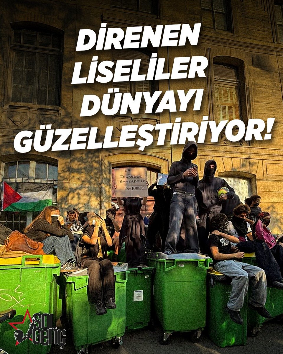 solgencyeni60's tweet photo. Fransa sokakları bugün, geleceksizliğe ve sermaye düzeninin dayatmalarına karşı mücadele eden öğrencilerin isyanıyla yankılanıyor! Okulların niteliklerinin artırılması ve koşulların iyileştirilmesi için mücadele eden devrimci ruhu yürekten selamlıyoruz. 

Haklarını arayan liselilere yönelik polis müdahalesi sonucunda onlarca genç yaralandı, 400'den fazla öğrenci gözaltına alındı. Ancak baskılar isyanı bastıramadı, direniş liselerden üniversitelere sıçradı! Bu direniş karşısında paniğe kapılan sağcı siyasetçilerin sol yapıları hedef gösterip kapatılmasını istemesi düzen siyasetinin gençliğin birleşik gücünden ne kadar korktuğunun en büyük kanıtıdır. 

Fransa'da gençliğin üzerine saldıran iktidarın polisiyle, ülkemizde kampüsleri ablukaya alan Saray rejiminin polisleri aynı sömürü düzeninin bekçileridir. Dünyanın neresinde olursa olsun kapitalizmin gençliğe vadettiği tek şey geleceksizlik, baskı ve yoksulluktur.  

Sisteme karşı sokakları özgürleştiren, baskılara itaat etmeyen Fransa gençliği hepimize umut oluyor. Gençliği şiddet ve yasaklarla terbiye etmeye çalışan bu sermaye düzenini hep birlikte yıkacağız. 

Baskılar, gözaltılar ve polis şiddeti bizleri yıldıramaz! Direnen liseliler dünyayı güzelleştiriyor! 

Yaşasın devrimci dayanışmamız, Yaşasın öğrenci mücadelesi!