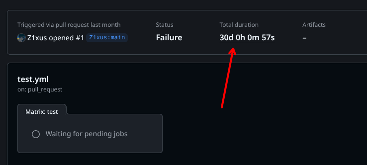 z1xus's tweet photo. just got an email about a failed, 30d old ci? thanks github https://t.co/IlAurtx8Ad