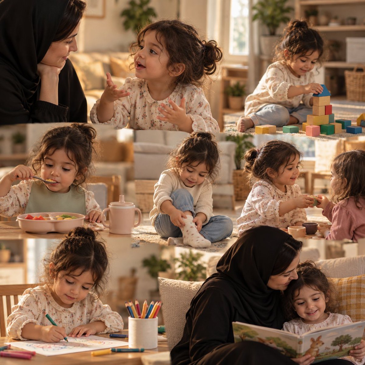 Moneerayn's tweet photo. طفلك عمره 3 سنوات؟ وش المهارات اللي المفروض نركز عليها في هذا العمر؟ 
في عمر الثلاث سنوات، نبدأ نهتم بمهارات بسيطة تظهر في حياته اليومية، مثل:

اللغة والتعبير: يقدر يقول احتياجه بكلمات واضحة مثل: «أبي ماء»، «أبي ألعب»، ويحكي لك بشكل بسيط عن شيء صار له.

التفكير والفهم: يصنف الأشياء البسيطة، يحل مشكلة صغيرة أثناء اللعب، ويفهم تعليمات بسيطة وينفذها.

المهارات الاجتماعية: يتفاعل مع أطفال آخرين، ويبدأ يتعلم الانتظار وتبادل الأدوار، ويعبّر عن رفضه بالكلام أكثر بدل السلوك.

الاستقلالية: يحاول يأكل بنفسه، يشارك في لبس وخلع ملابسه، ويرتب بعض أغراضه بمساعدة بسيطة.

المهارات الحركية: يجري ويقفز، يستخدم الملعقة، يمسك القلم ويرسم خطوطًا وأشكالًا بسيطة.

الاستعداد للقراءة والكتابة: يستمتع بالقصة، يتابع الصور، يردد كلمات وأغاني، ويخربش ويرسم بحرية.

مو المطلوب منه يتقنها كلها بنفس المستوى، لكن نعرف وش المتوقع تقريبًا في هذا العمر ونوفر له فرص يمارسها كل يوم.