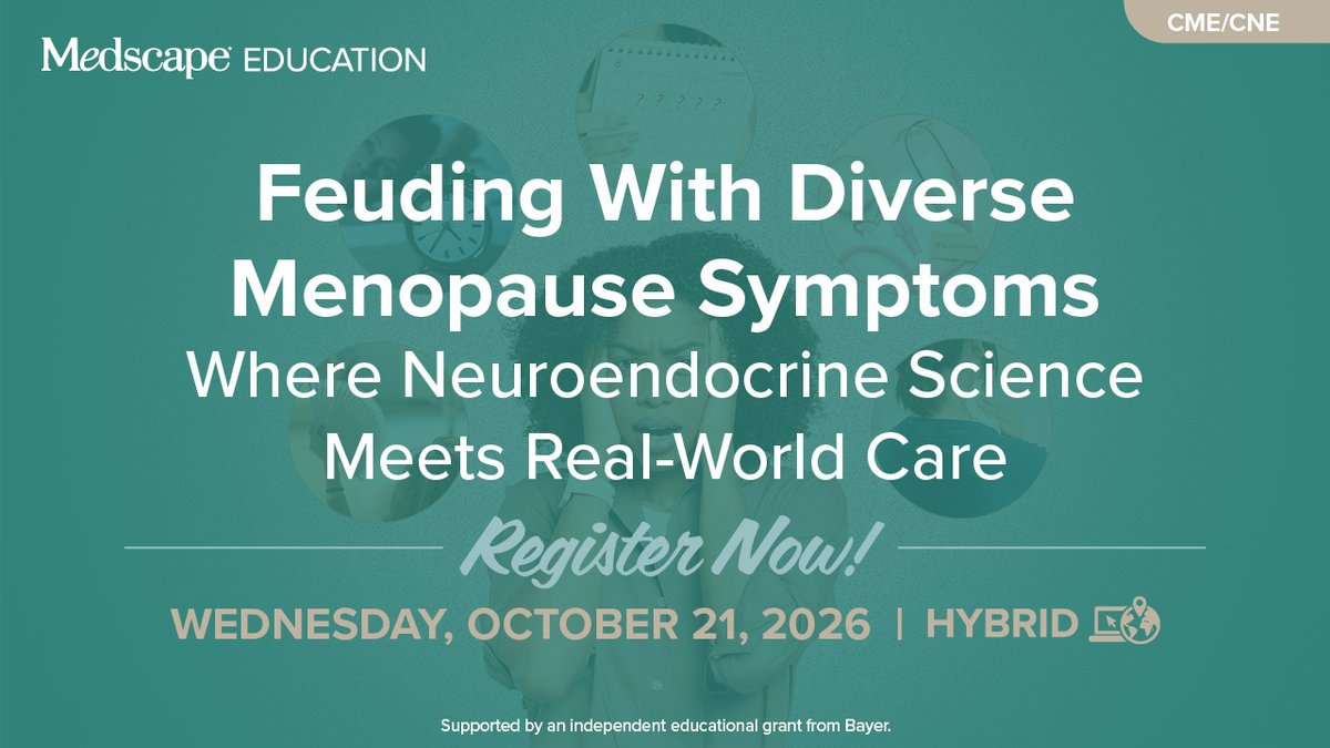 MedscapeLIVE's tweet photo. 🌸 Menopause care is becoming more personalized. Explore phenotype-based approaches to symptom management, identify who may benefit from neurokinin receptor antagonists &amp; apply neuroendocrine insights to individualized care. 🧠 Register: https://t.co/WCJOwdCz5q #AAFPFMX https://t.co/QJUeCMXL40