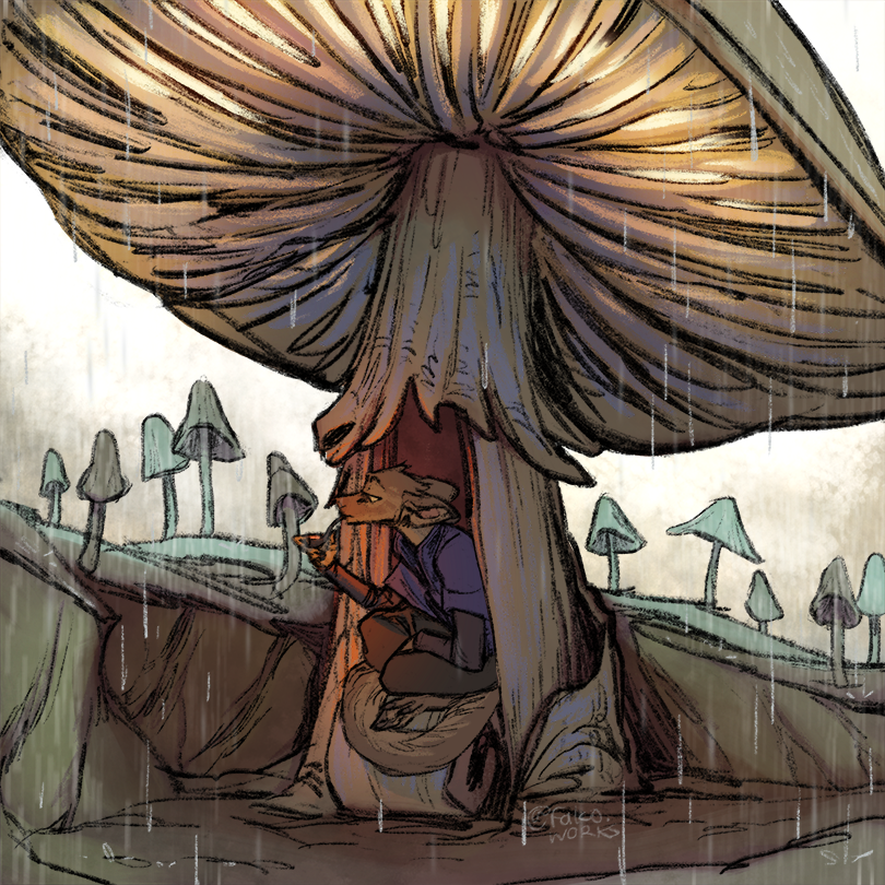 Falco_works's tweet photo. Day 1 -- Mushroom

Though a bit squishy, the naturally hollow mushrooms in the borderlands between the deep woods and Stag's Run made for a fine enough shelter from the rain, in a pinch. https://t.co/lNnHZ4sU7L