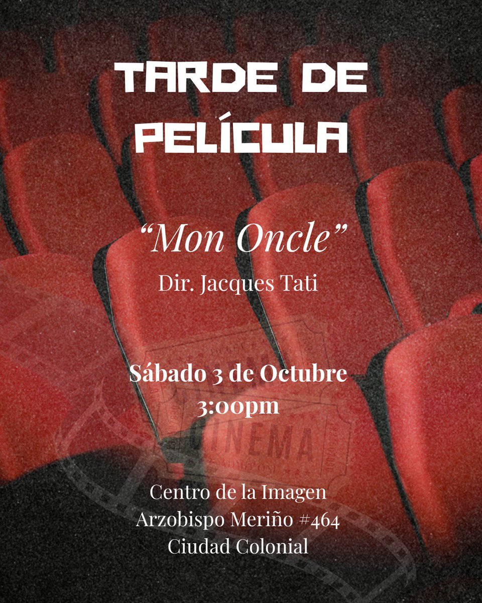 CentroImagenRD's tweet photo. Está sábado tendremos tarde de película en el centro, ven con tus amigos https://t.co/0HYaCR2giH