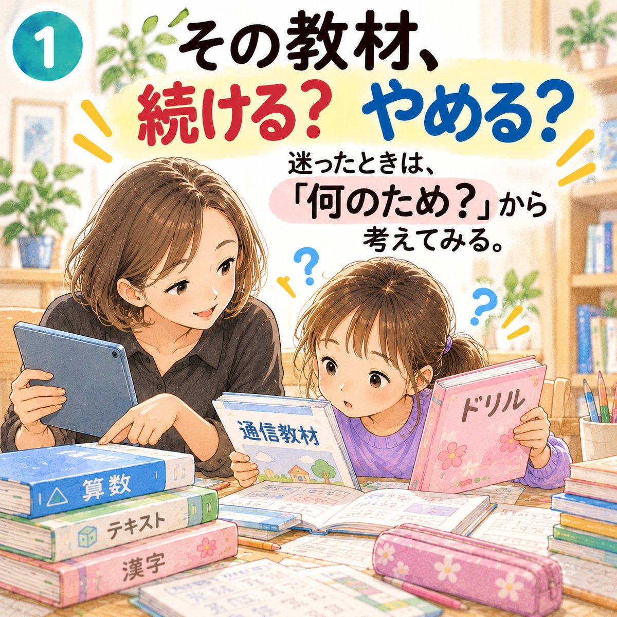 manabikatax's tweet photo. 「この教材、続けた方がいいのかな？」
家庭学習の教材って、迷いますよね。
「続ける？ やめる？」の前に、
【何のために使ってる？】と考えてみる。
目的が見えると、方法は一つではなくなるかもしれません。
Instagramにまとめました😊
https://t.co/sYAtMwSWTU https://t.co/g0aatlxvwm