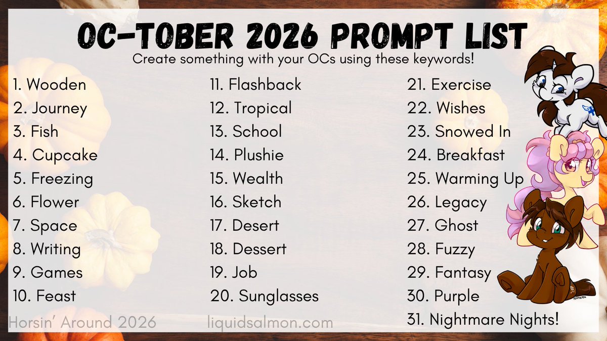 MidPrem's tweet photo. Our OC-tober challenge has officially begun on the Horsin Around server! Follow the prompts to win prizes :D https://t.co/3I6s7bvWKb