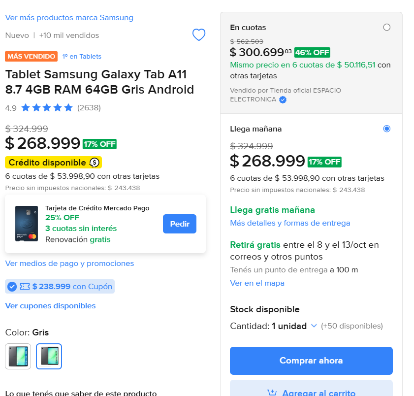 AhorrandoAndoAr's tweet photo. KEEEE QUEDA A $238.999 🤯🤯🤯

Tablet Samsung Galaxy Tab A11 8.7 4GB RAM 64GB Gris Android

Con el cupón: CONLEAN15

https://t.co/JDpkrzPoOU https://t.co/sS1PkSv5mc
