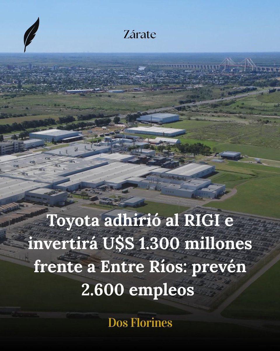Chino24046451's tweet photo. Toyota Argentina anunció este miércoles, recibió la aprobación del RIGI. El objetivo es concretar un proyecto para la producción de un vehículo electrificado
La inversión USD 1.300, generará 3.600 puestos durante la construcción, sumarán 2.600 empleos directos e indirectos https://t.co/Safxyl5Mi9