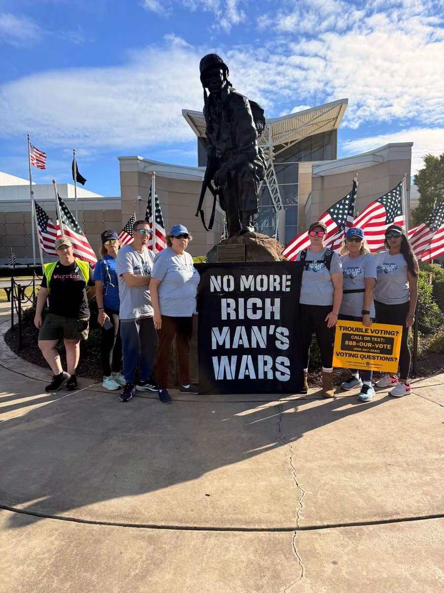 VFPNational's tweet photo. Operation Roll Call was a success; veterans showed up in Fayetteville, NC, to demand an end to forever wars and to defend free and fair elections. On Oct. 3 we will be in Wilmington at the completion of the 22-day women-veteran-led march across North Carolina. https://t.co/GAmSUPv3ll