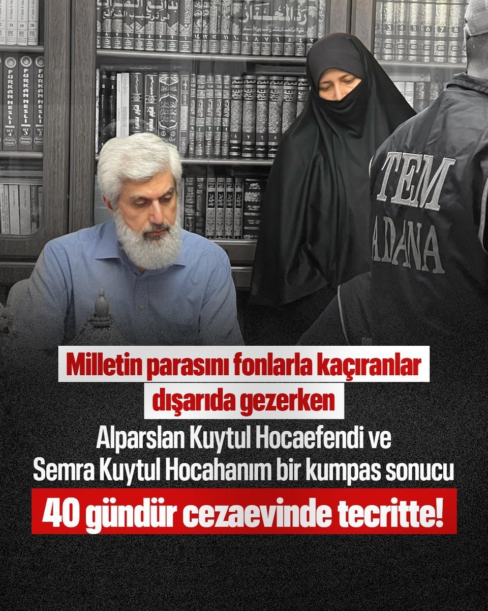 FHNevsehir's tweet photo. Milletin parasını fonlarla kaçıranlar dışarıda gezerken Alparslan Kuytul Hocaefendi ve Semra Kuytul Hocahanım bir kumpas sonucu 40 gündür cezaevinde tecritte!

AsılSuçlular Yargılanmıyor
AlparslanHocaya Ozgürlük 
SemraHocaya Ozgürlük
Kardeşlerimizi SerbestBırakın https://t.co/mTFw7nNN5i