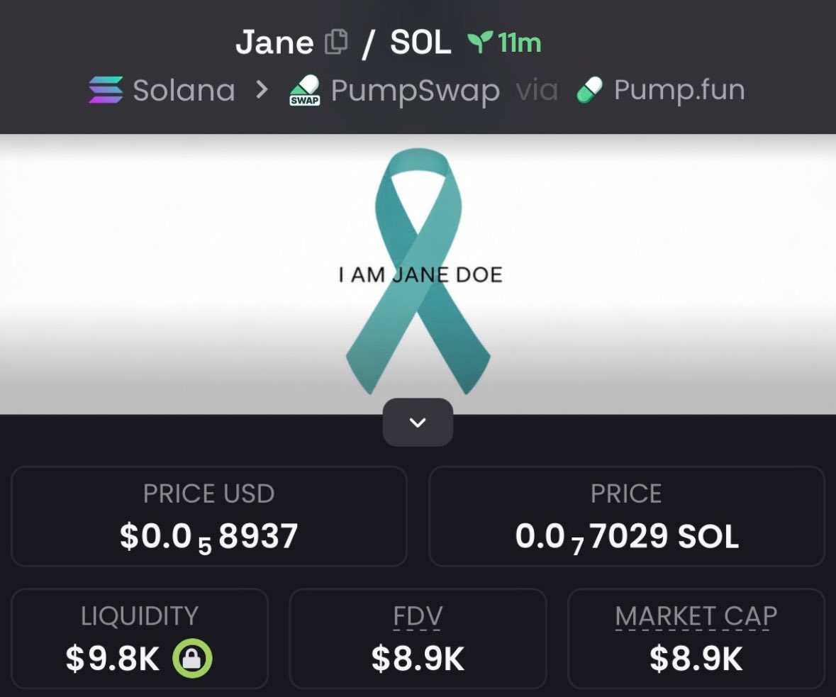 cryptonian701's tweet photo. Called in $Jane just at $8.9k mcap inside my alpha TG. https://t.co/4Kg9Q2c7RD