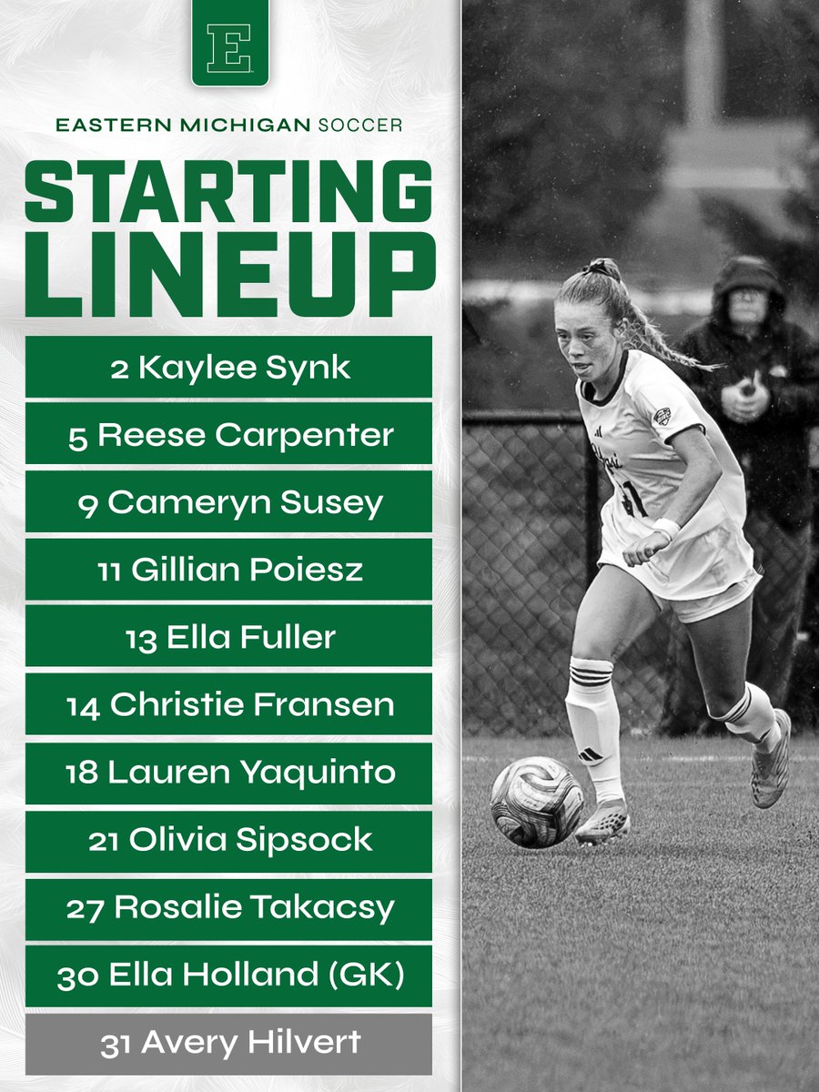 EMUSoccer's tweet photo. Today's starting lineup!

📺 https://t.co/Zyk58D4yiX
📊 https://t.co/vXEnKdDdse https://t.co/94xvDO7s34