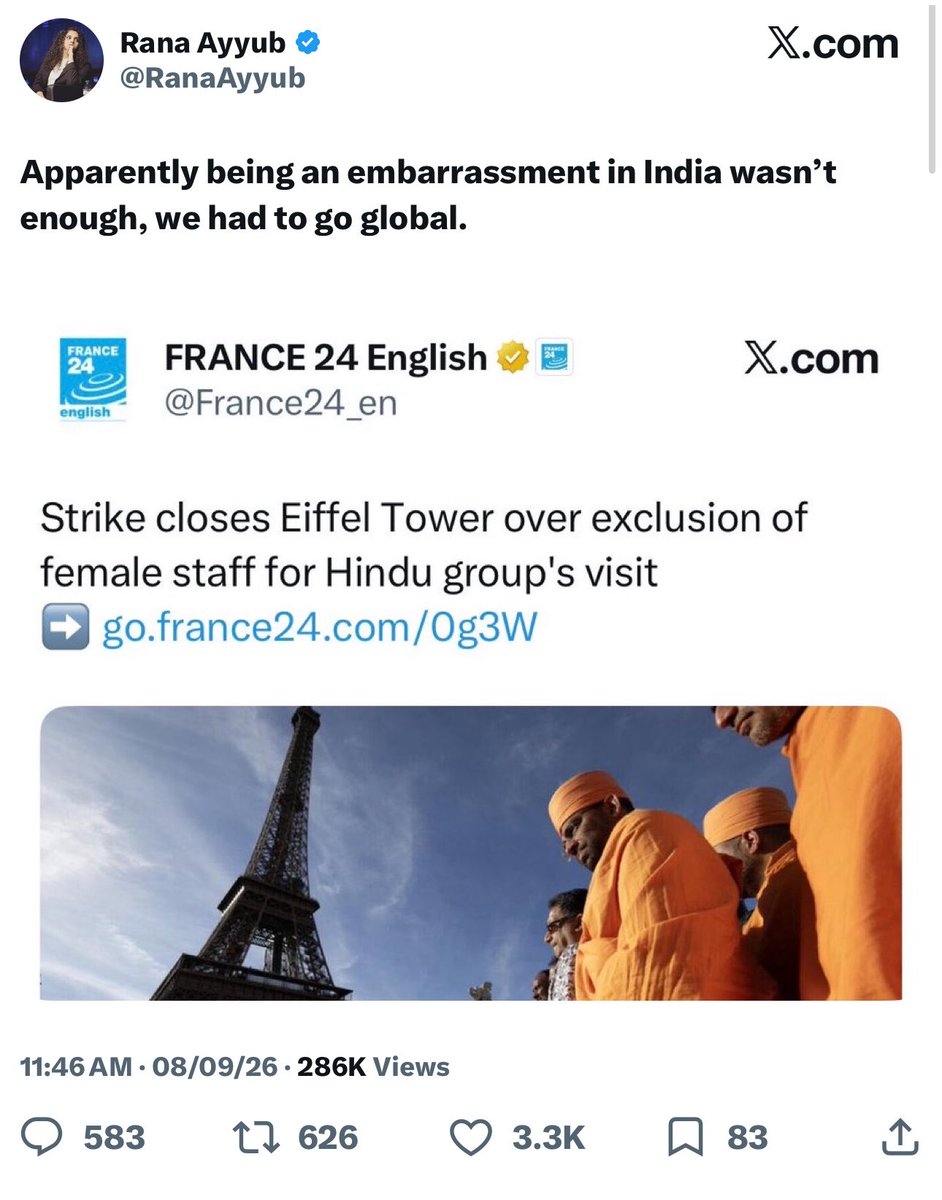 FabulasGuy's tweet photo. Remember leftist hit-job

Rana Ayyub and leftist ecosystem rushed to declare BAPS guilty and turn it into a global embarrassment.

Now the Paris probe finds “no explicit request” from the delegation to remove female staff and and gave clean chit

Another propaganda busted. https://t.co/BKJsTRMPIj