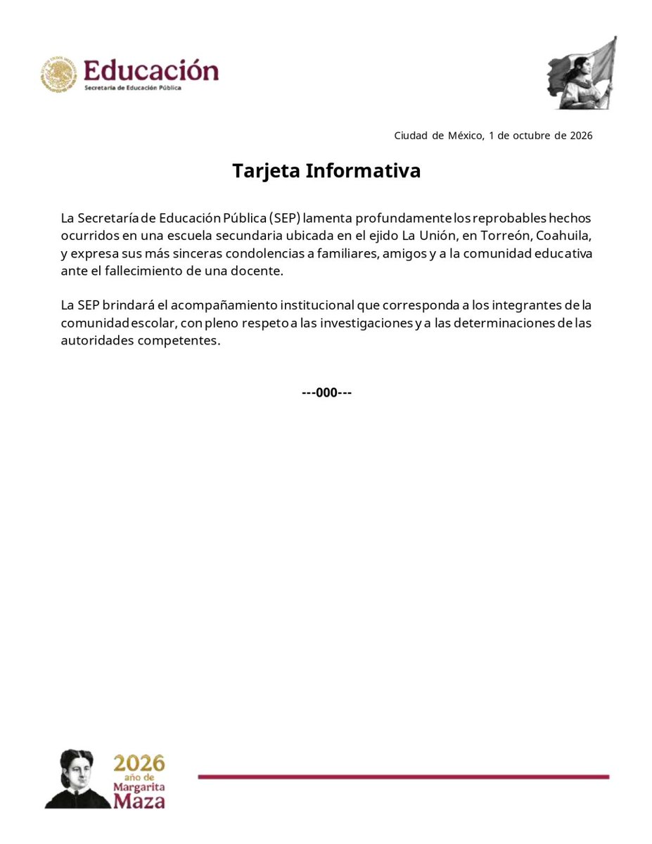 XALEXSAM's tweet photo. #ULTIMAHORA #Tragedia #Secundaria #Coahuila HACE UN MOMENTO SALIÓ LA SEP A DAR CONDOLENCIAS POR LA TRAGEDIA DE AYER EN UNA ESCUELA SECUNDARIA DE TORREÓN COAHUILA, YO:

¿Y LUEGO QUE SEP, ESO ES UN FORMALISMO OBLIGADO, Y QUE SIGUE? 

Ustedes LA 4T Y MORENA hasta cierto punto son los culpables de todo este desastre, porque ya estaba una reforma educativa, ya se iban a DESPEDIR a muchos maestros, hoy en día sobran maestros, está de más la plantilla, porque hoy con inteligencia artificial podría inclusive bajar las clases, el horario y complementarlo con inteligencia artificial con agentes IA facilitándoles un dispositivo a cada alumno. Sí se puede, porque los maestros ya es una porquería. 

Y ustedes en lugar de ir para adelante, se fueron para atrás y lo peor es que los consienten de más. ¿Cómo puedes pedirle a un alumno que se comporte cuando vea Asus maestros que vienen a la Ciudad de México a hacer sus desmadre, Como? Ármense ya de huevos y ovarios. Urge que hagan una reforma, sobre todo en las universidades, en las escuelas privadas.

TERROR EN TORREÓN: LA TRAGEDIA QUE EXIGE UNA REFORMA TOTAL

Lo que pasó en la secundaria del ejido La Unión, en Torreón, Coahuila, es una pesadilla hecha realidad. Un ataque con arma blanca cobró la vida de la subdirectora del plantel y dejó un saldo de cuatro personas heridas, entre ellas un estudiante de 13 años al que la brutalidad del ataque le costó la mutilación de una extremidad, destruyéndole la vida en segundos.

Esto es el reflejo de la podredumbre en la que tienen sumergido al país. Urge una reforma profunda en el sistema educativo, porque los planteles están abandonados a su suerte y el Bull ying campa a sus anchas. Pero lo peor es que los maestros, en lugar de ser un símbolo de valores y ejemplo, andan haciendo desmanes, bloqueando calles en la CDMX o peor aún, acosando y abusando de los alumnos.

Y del otro lado, en las escuelas privadas, la situación es una completa porquería mercantil: no educan, no califican conocimientos y obligan a los docentes a poner puros nueves y dieces a cualquier idiota con tal de inflar estándares de calidad y cobrar colegiaturas. ¡Cualquier pendejo termina con un título! Urge mano dura y para eso se necesitan huevos.

P.D. SI GUSTAS LES PUEDO DAR IDEAS COMO IMPLEMENTAR IA INTERACTIVA EN LAS ESCUELAS, ESTOY ABIERTO A COLABORAR.

Alejandro Santos Martínez (By Alexsam / El Caballero de la Noche)

IAG Ultra Tech Fiscal Disruptiva | Neurofiscalidad Advanced
#ElCaballeroDeLaNoche #ByAlexsam #ResistenciaDigital #CiberSeguridad #A_MexicoSeLeResueta #UltimatumMeta #UltraTech

@SEP_mx  @Claudiashein  @LuisaAlcalde  @A_MontielR  @PartidoMorenaMx  @GobiernoMX  @SEGOB_mx @senadomexicano  @Mx_Diputados