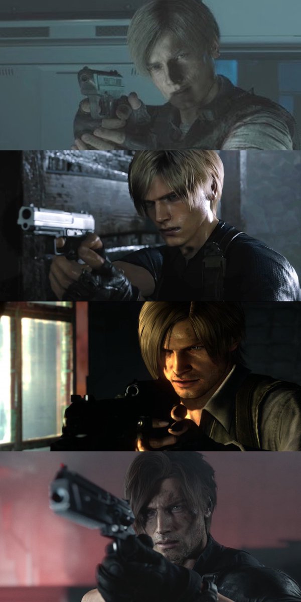 nightswayness's tweet photo. Leon S Kennedy 

RE2R x RE4R x RE6 x RE9 https://t.co/ZKRyGgJBLe