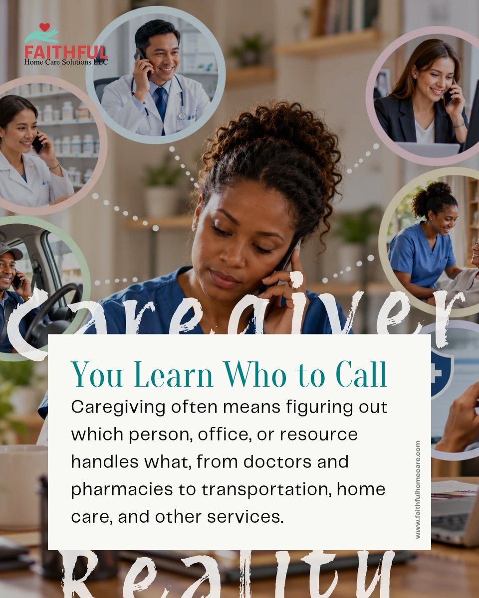 FHCS_Official's tweet photo. You learn who to call. 

📞 Doctor? Pharmacy? Insurance? Transportation? Home care? 

Caregiving can mean learning an entire system you never expected to navigate. 🎯

It's not just providing care...

It's learning how to coordinate it, too. ✨ https://t.co/CAJUGbdk9h