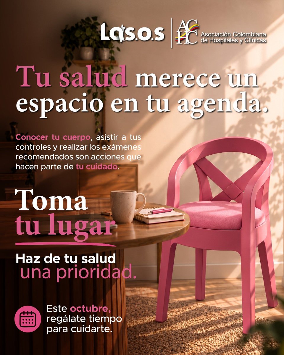 ACHC_Col's tweet photo. 💗 Entre pendientes, trabajo y familia, es fácil dejarte para después.

Este octubre, haz una pausa. Escucha a tu cuerpo, mantén tus controles y recuerda que cuidarte también es una prioridad.

🎀 Toma tu lugar. Hoy también es un buen día para cuidarte. https://t.co/ClQnF3WjRv