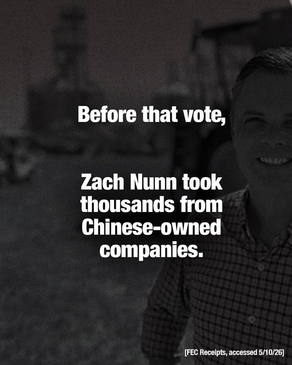 SarahforIowa's tweet photo. Zach Nunn is weak on China. https://t.co/nG6LVfh7W4