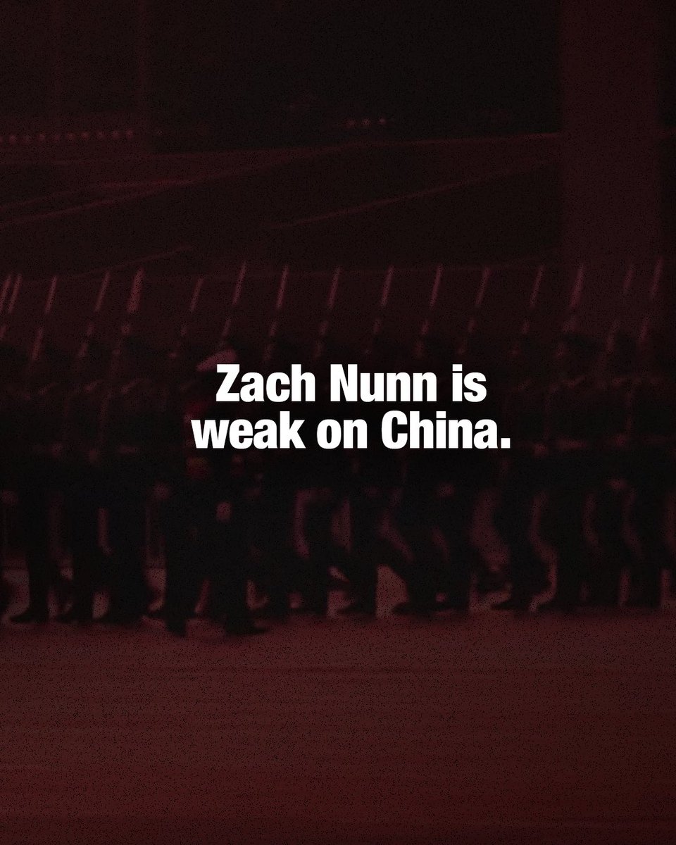 SarahforIowa's tweet photo. Zach Nunn is weak on China. https://t.co/nG6LVfh7W4